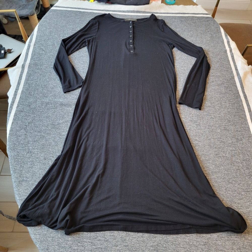 FOXBLOOD Signature Collection Black Henley Maxi Dress Long Sleeve 2X Goth Lagen